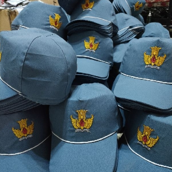 TOPI SEKOLAH SMA SMK ABU ABU POLOS KRETEK | TOPI ANAK SEKOLAH | TOPI SMA SMK BORDIR