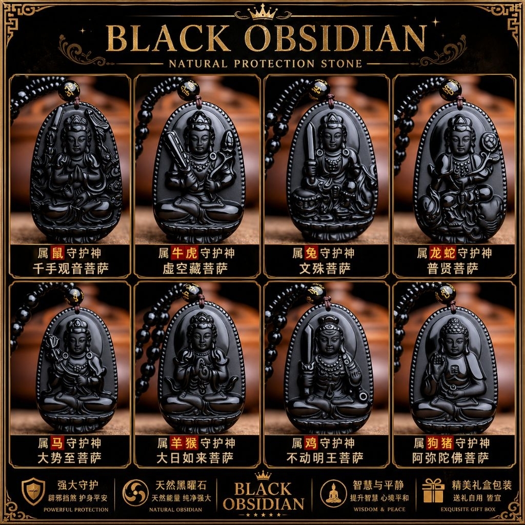 Kalung obsidian black [ Buddha ]