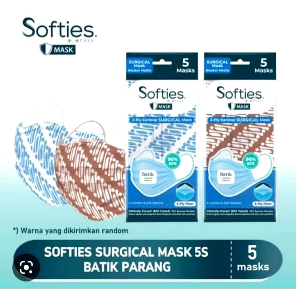 Masker Softies Surgical Batik Parang / Masker Medis Motif Batik / Masker Motif Murah