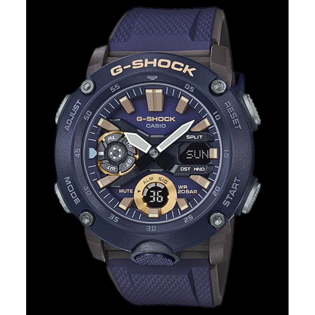 Casio G-Shock GA-2000-2ADR Men Digital Analog Dial Purple Resin Strap