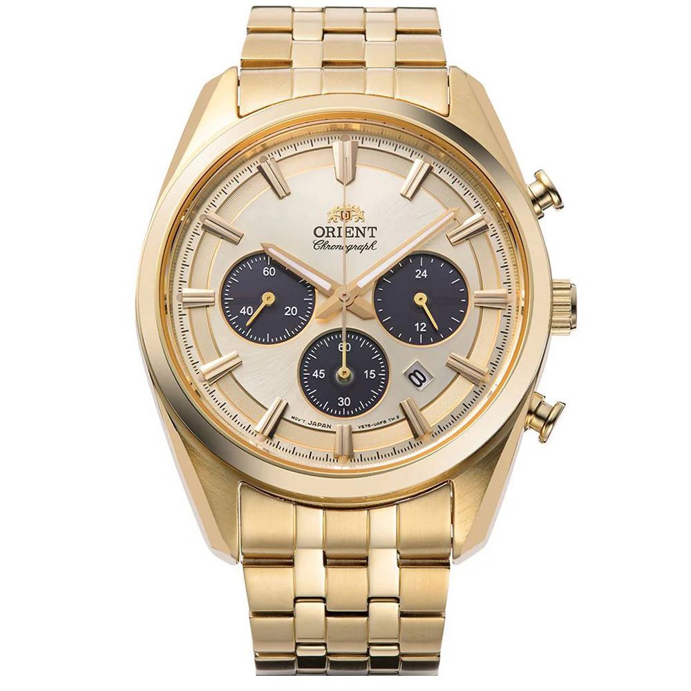 Orient RA-TX0301G Solar Chronograph Gold Dial Gold Stainless Steel - Jam Tangan Orient