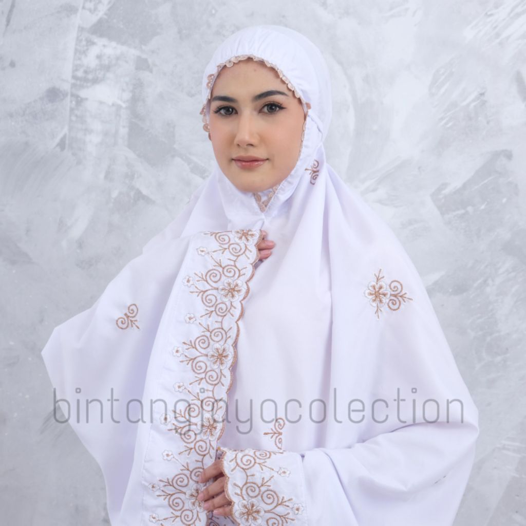 mukena Dewasa bordir mewah motif bunga cantik