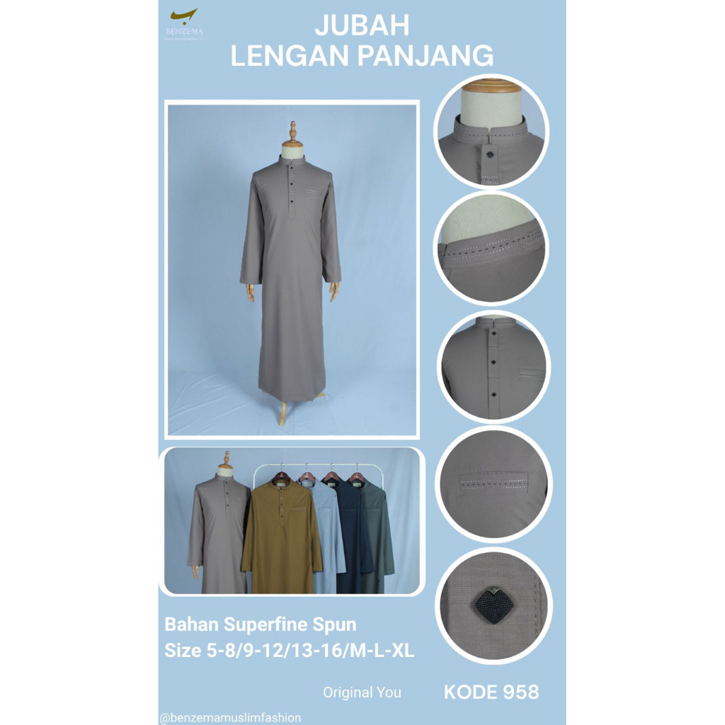 Jubah Gamis Pria Benzema Classic Elegant non Manset