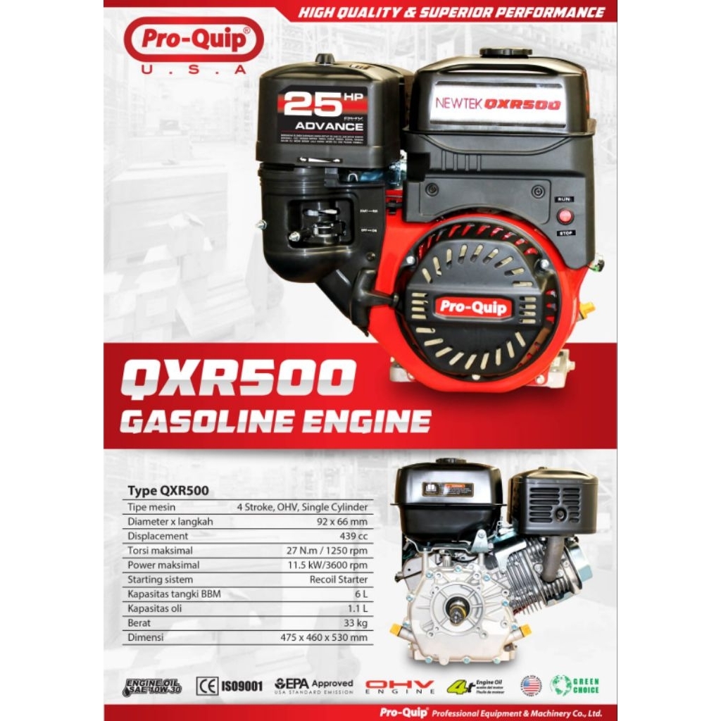 ENGINE PROQUIP QXR500 + KEONG TURBO PROQUIP QTP 300