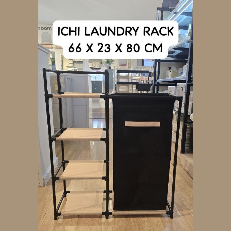 Rak Laundry Rak 4 Tingkat dengan Keranjang Pakaian Kotor