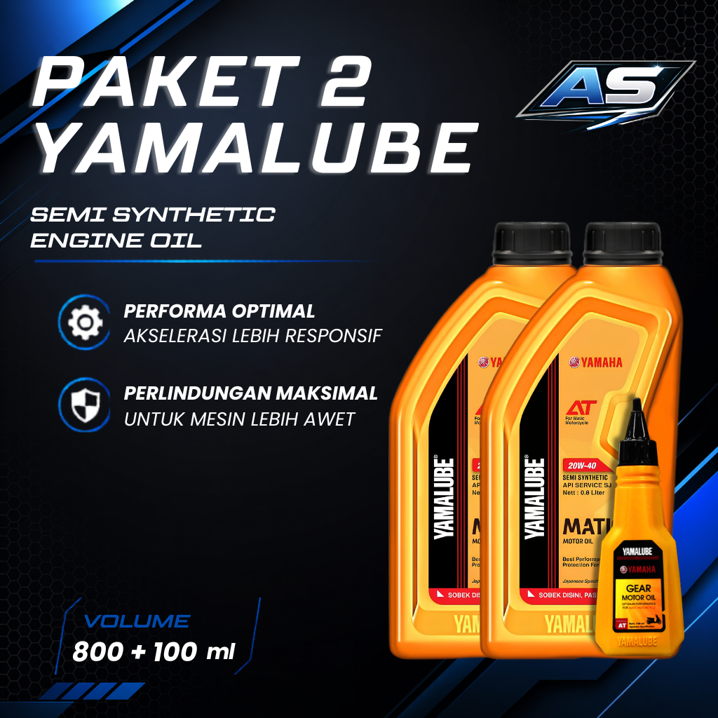 Paket 2 Yamalube Matic 0,8L + Oli Gardan Yamalube 100ml / Bestron 120ml | Oli Mesin Motor Matic + Ge