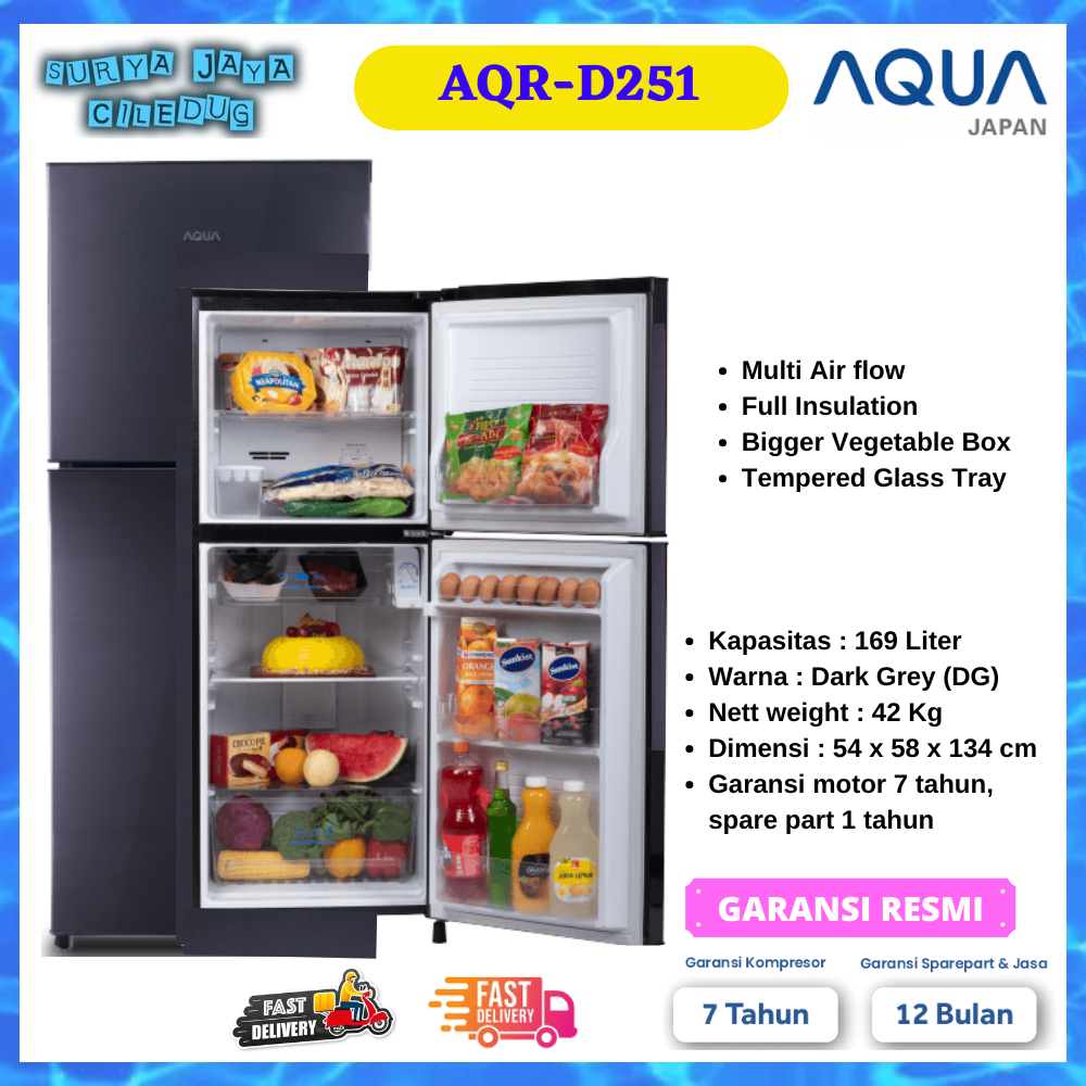 KULKAS AQUA AQR-D251 2 PINTU NO FROST