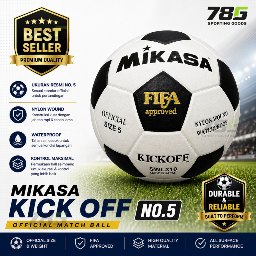 MIKASA Bola sepak MIKASA KICKOFF ORIGINAL Bola kaki size 5 import