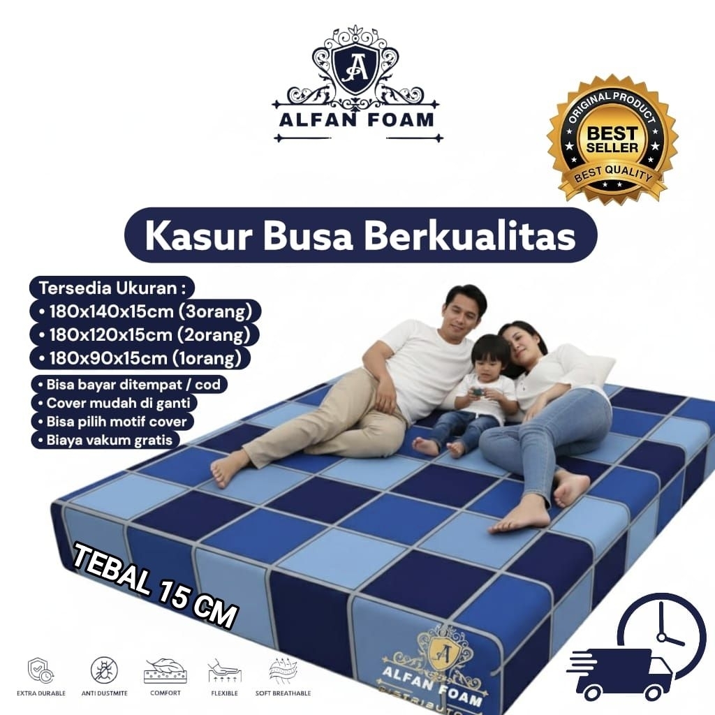 kasur busa tebal 15 cm anti kempes ukuran 180x140x15 cm 180x120x15 cm 180x90x15 cm