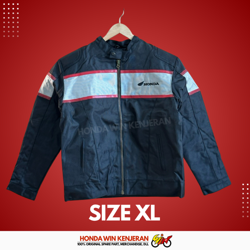 Jaket Sepeda Motor Honda ASLI Supra X hitam silver merah