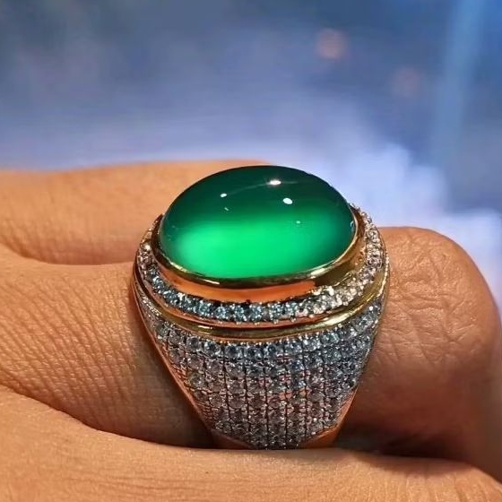 Natural Cincin Akik Bacan Gulau Ijo Botol Super Kristal Giwang Top HQ