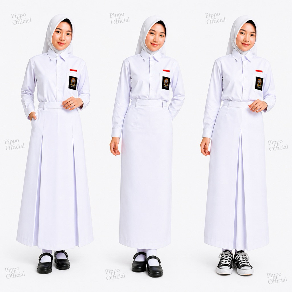 Paket Hemat Stelan Rok Span Putih Dan Baju Atasan Sekolah Warna Putih SMP SMA Panjang Pilih Model Ro