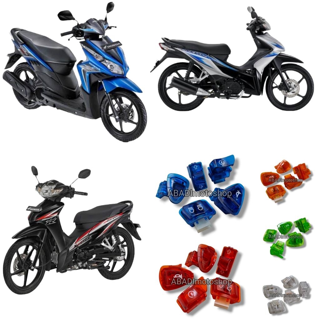 Paket 5in1 Tombol Saklar TransParan VARIO TECHNO 110 KARBU(2009-2012),REVO ABSOLUTE,REVO FIT