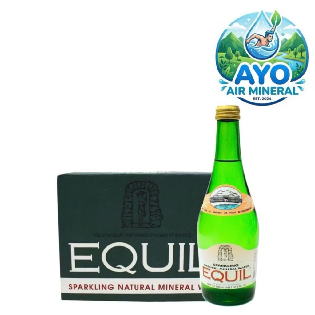 Equil Sparkling Mineral Water 380ml [ Dus isi 12 Botol Kaca ]