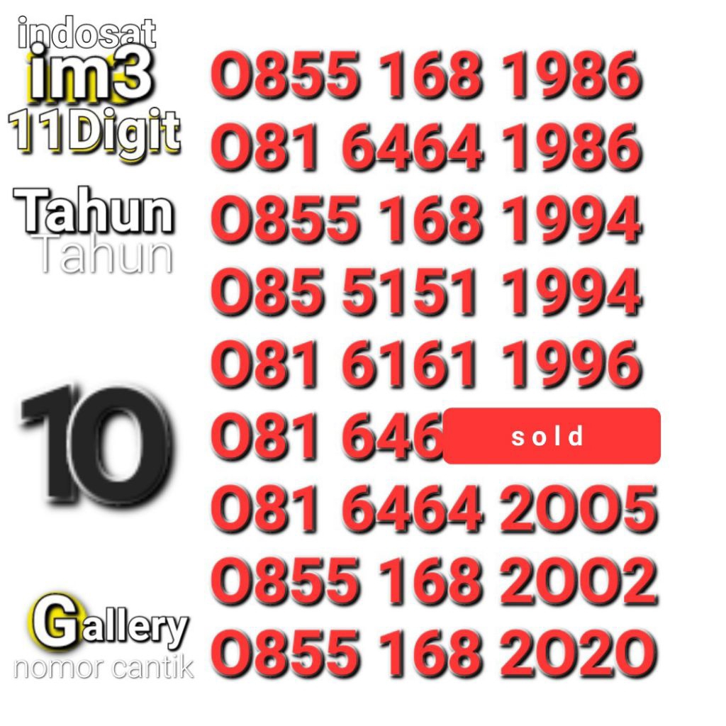 NOMOR CANTIK IM3 11DIGIT SERI SERI TAHUN
