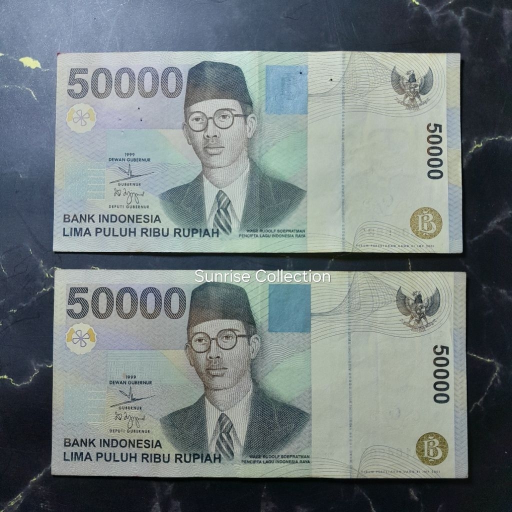Uang Kuno Indonesia 50000 WR Supratman Tahun 1999 - XF bagus