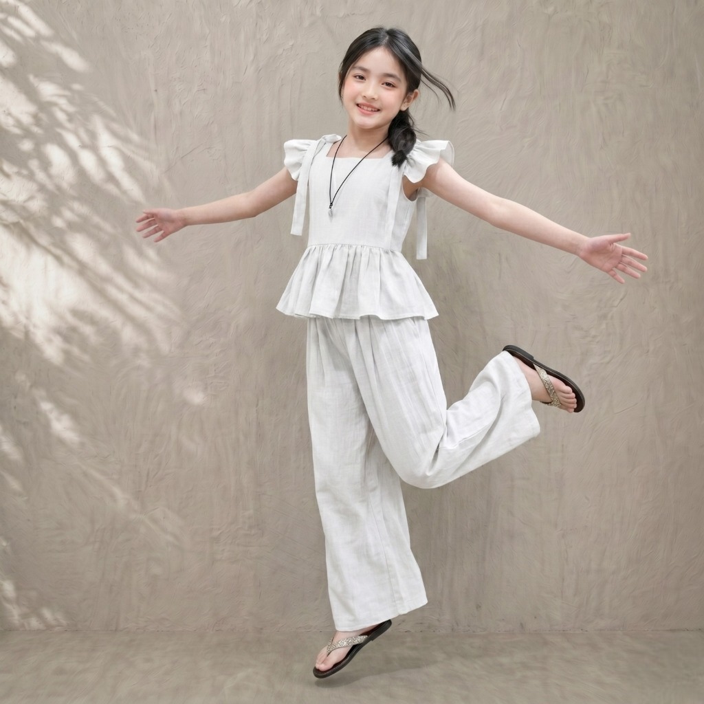 SETCEL ANAK PEREMPUAN TERBARU BAHAN CRINKLE AIRFLOW USIA 4-12 TAHUN