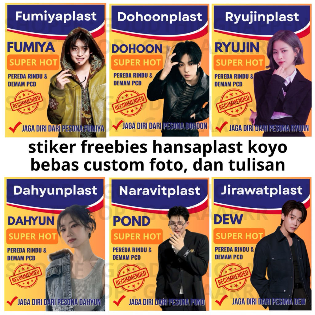 (FREE CUSTOM FOTO DAN TULISAN) Stiker Frebies Handsaplast Koyo Idol Aktris Aktor Kpop Thailand Jepan