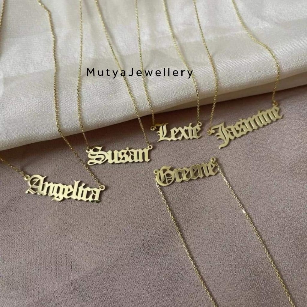 Kalung Costum Nama Sendiri / Kalung Ukir Nama Sendiri / Kalung Costum Nama Bahan Titanium