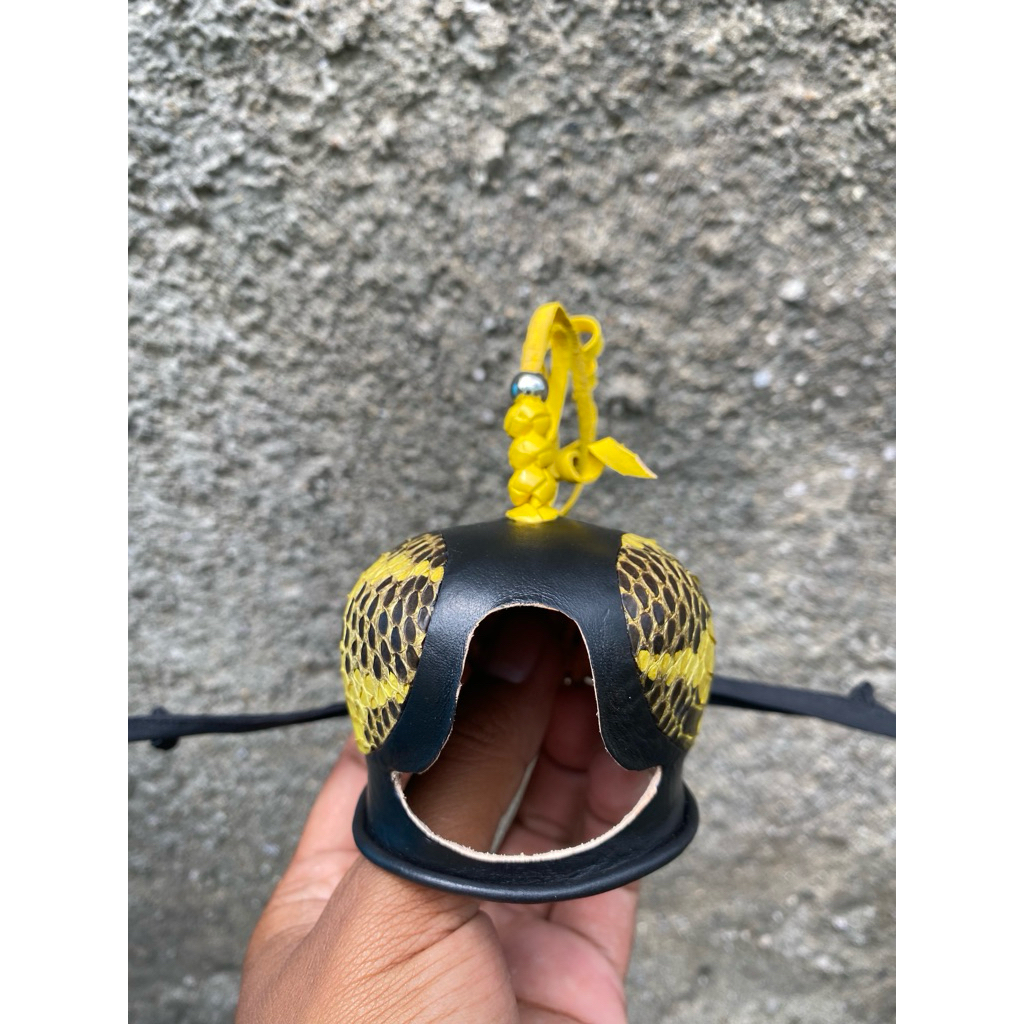 Hood Falconry/ Penutup kepala elang alap-alap BOP Arabian style motif kulit ular kuning bisa costum
