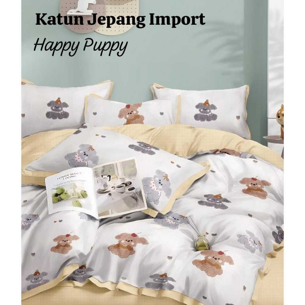 Bedcover Set Sprei Katun Jepang Original Motif Aesthetic Karakter Polos Anak Perempuan Laki Single D