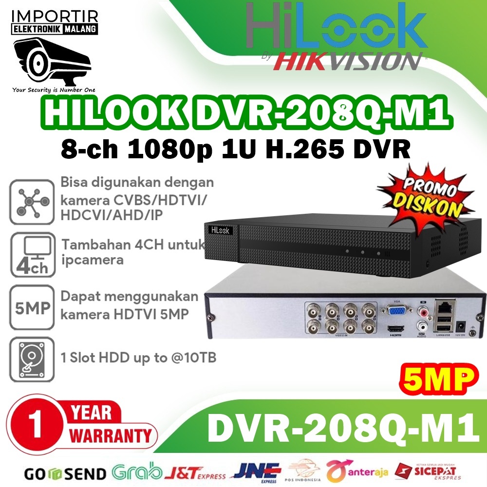 DVR 8ch HILOOK 5MP DVR-208Q-M1 By Hikvision