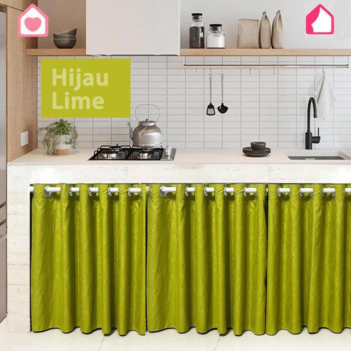 "New" SMOKRING Hordeng Kolong Dapur Embos Polos Penutup Bawah Meja Dapur Estetik Premium Bahan Kain