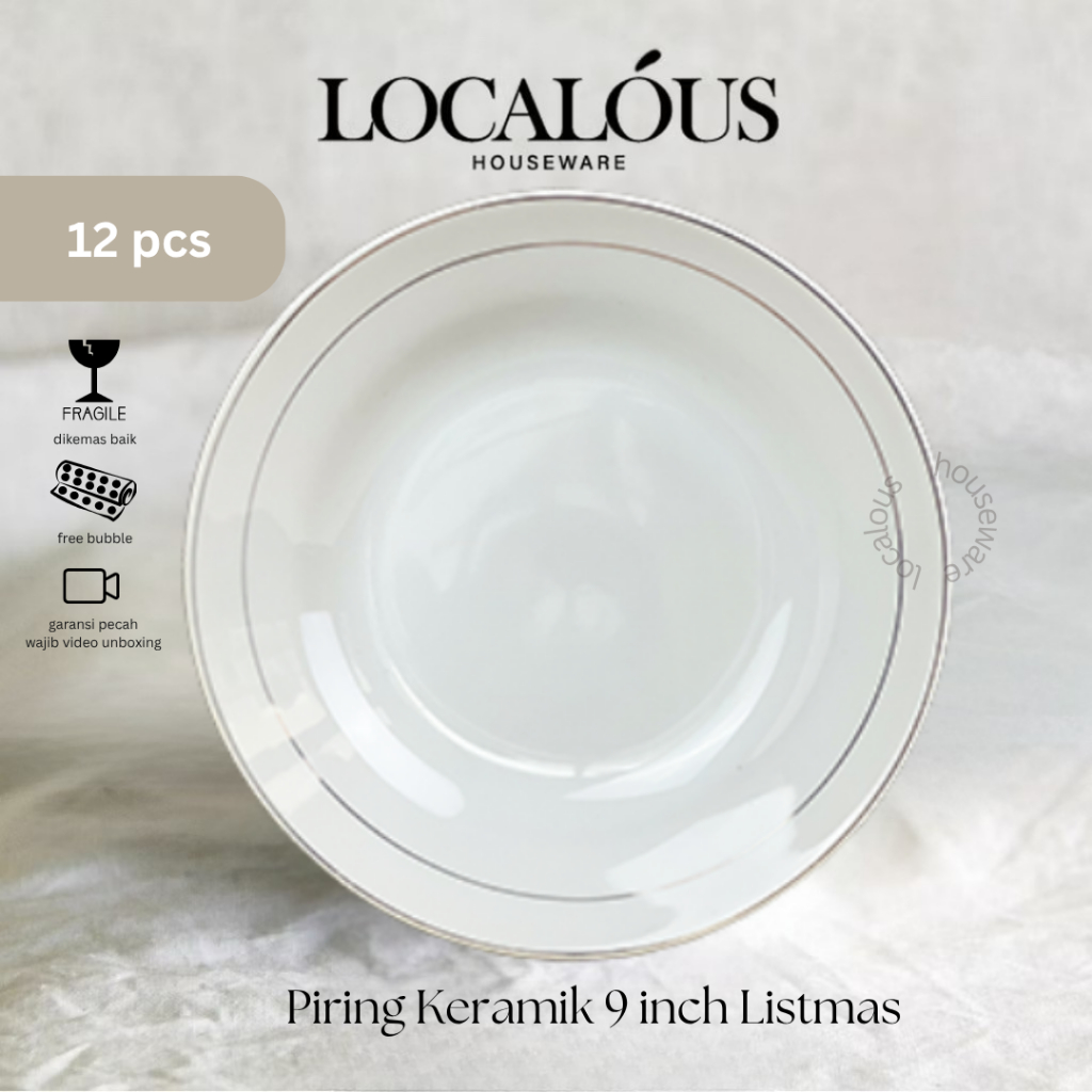 Exclusive 1 Lusin Piring Keramik Listmas Sunbird 9 Inch 23 Cm - Piring Makan Sunbird Ukuran Besar