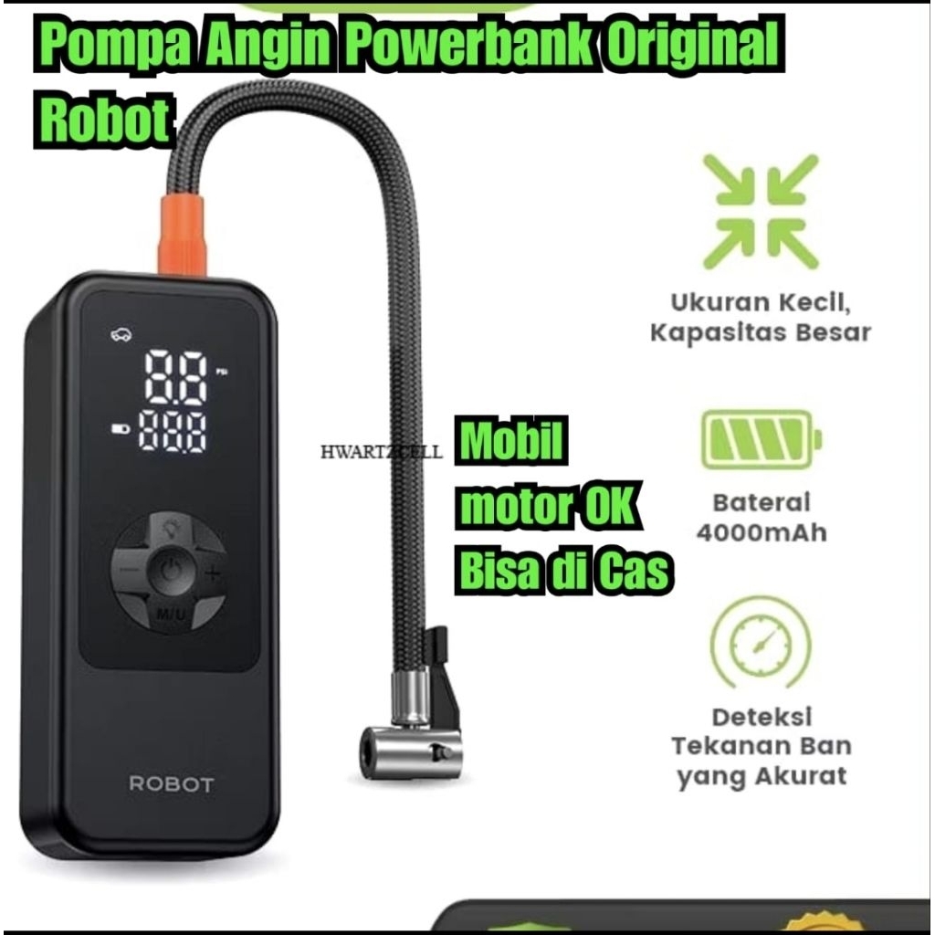 Pompa angin ban rechargeable Original robot powerbank pompa ban angin cas robot pompa angin cas pres