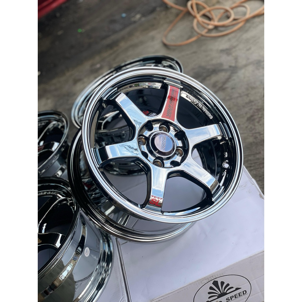 TE37 ring 15 pcd 4x100 sama pcd 4x114 black crom baru