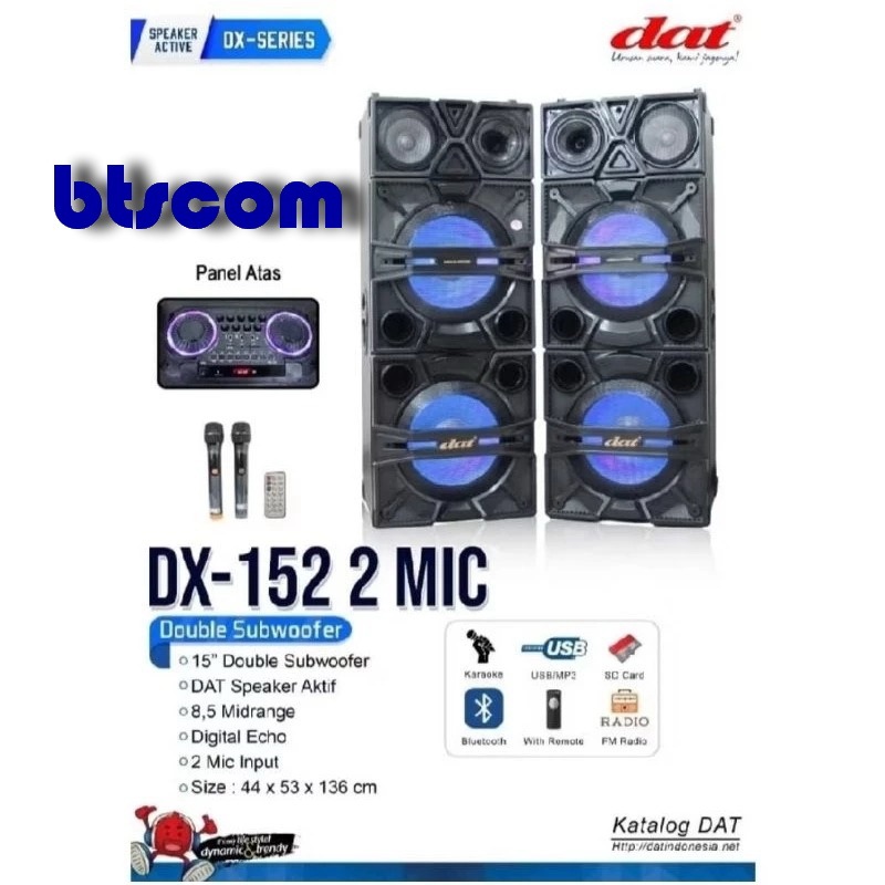 Speaker Aktif Pasif DAT 15 Inch DX152 Sound System 2 Mic Wireless Indoor Outdoor Karaoke