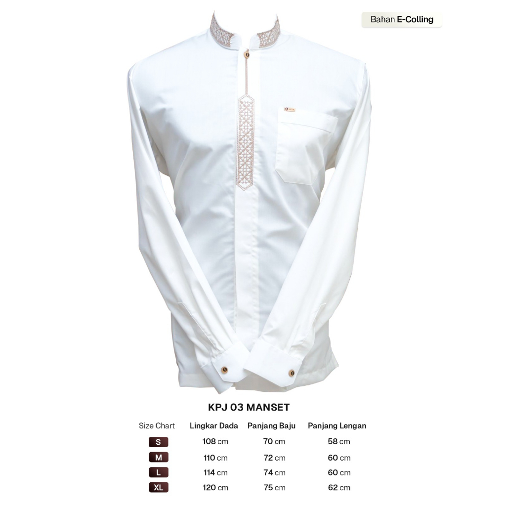 Koko Pria Syfa Rahman Khusus Putih Bahan Katun E-colling