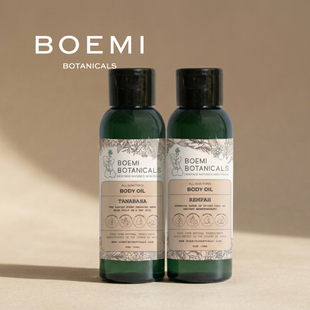 BOEMI Botanicals Body & Massage Oil | Natural Body Oil Aromatherapy | Tanabasa & Rempah | 100% Essen