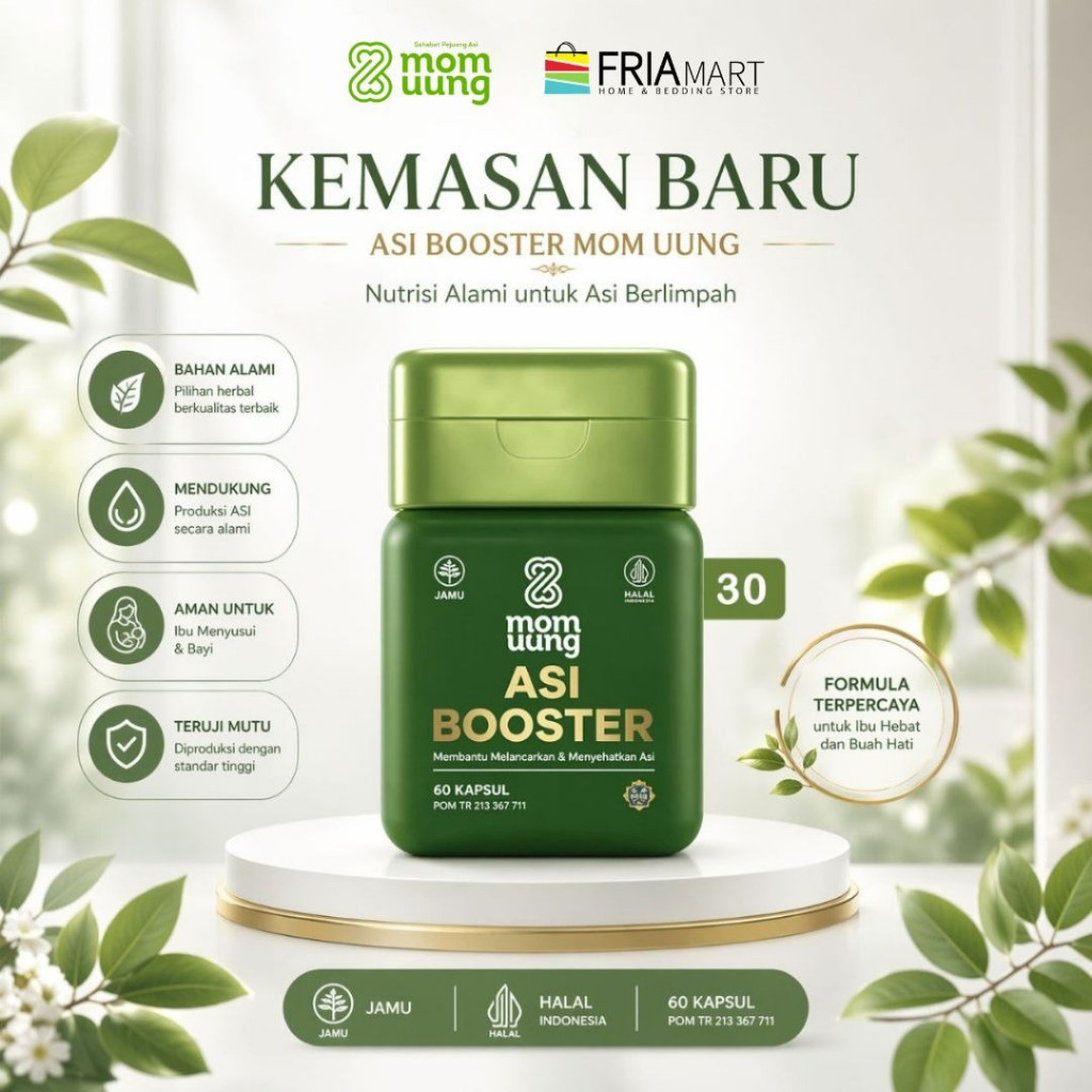 MOM UUNG ASI BOOSTER 30 KAPSUL/ PELANCAR ASI BPOM HALAL NATURAL / MOM UUNG SURABAYA
