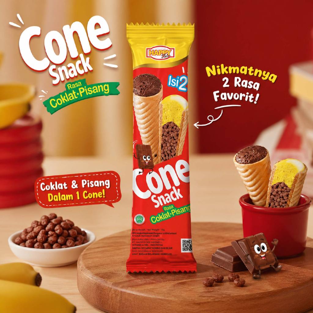 Happy Time Cone Snack Coklat Pisang (Isi 10 Pcs)