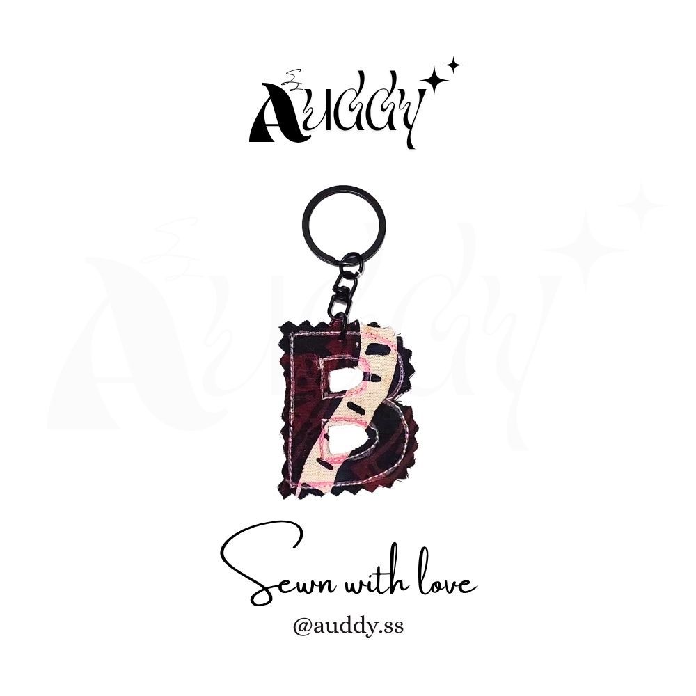 Huruf B Gantungan Kunci Huruf Handmade | Aksesoris Tas Lucu | Keychain Unik Kain Perca