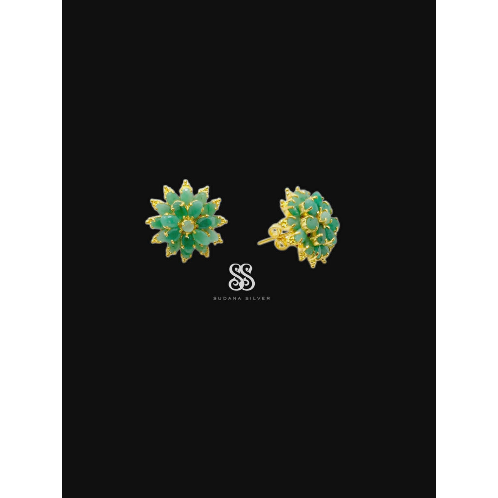 Anting Giwang Subeng Zamrud Perak 925 Gold Plated Handmade Bali
