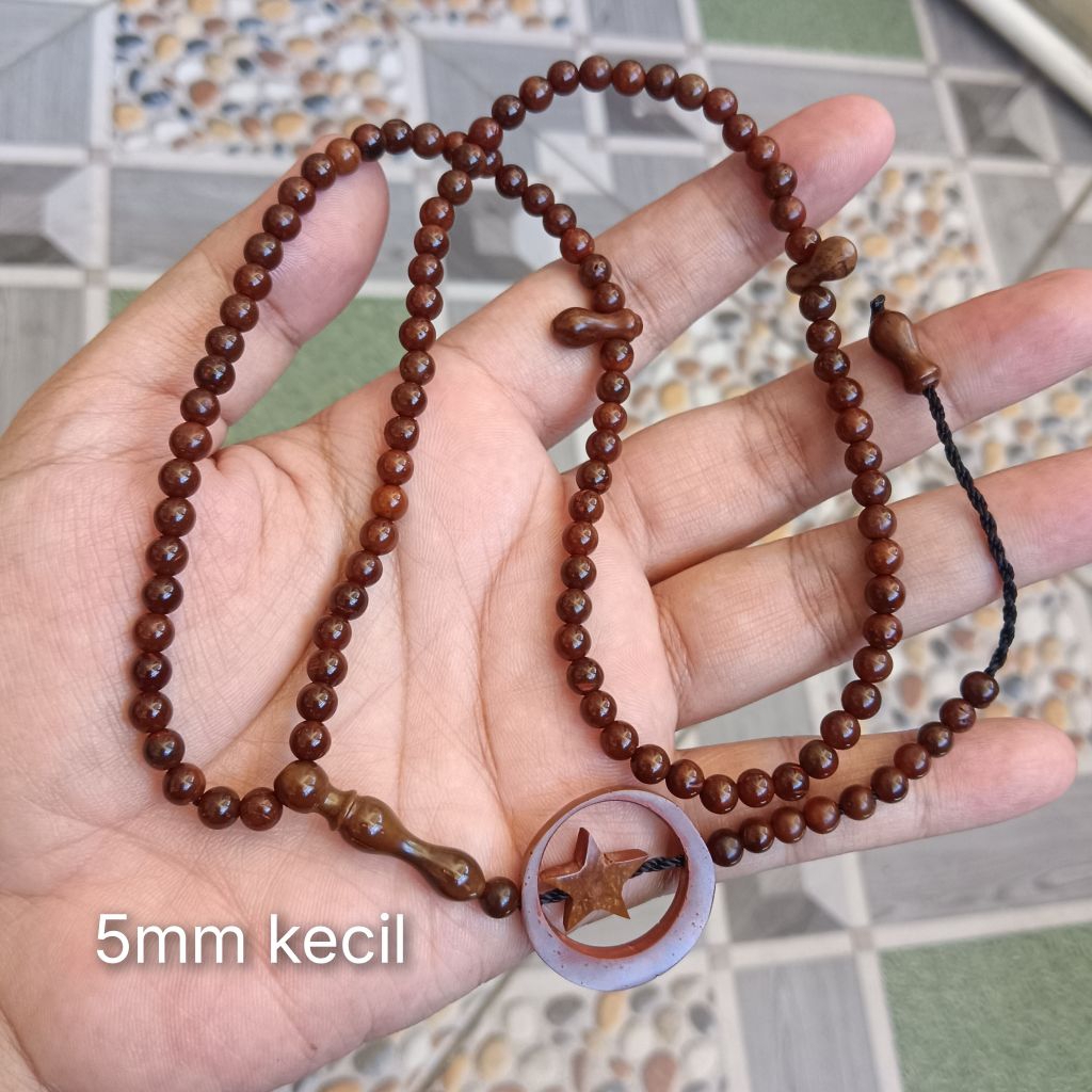 Tasbih 99 Kaukah Asli Bulat Merica Bulan Bintang 5mm Kecil
