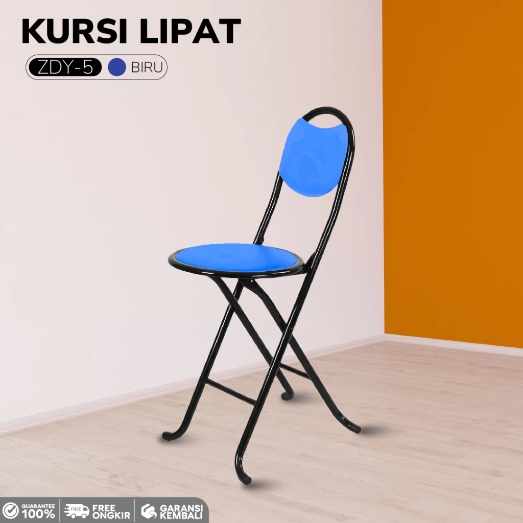 Kursi Lipat Bulat Serbaguna Foldable Chair Rangka Besi Kuat Sandaran Nyaman Kursi Sholat Lipat