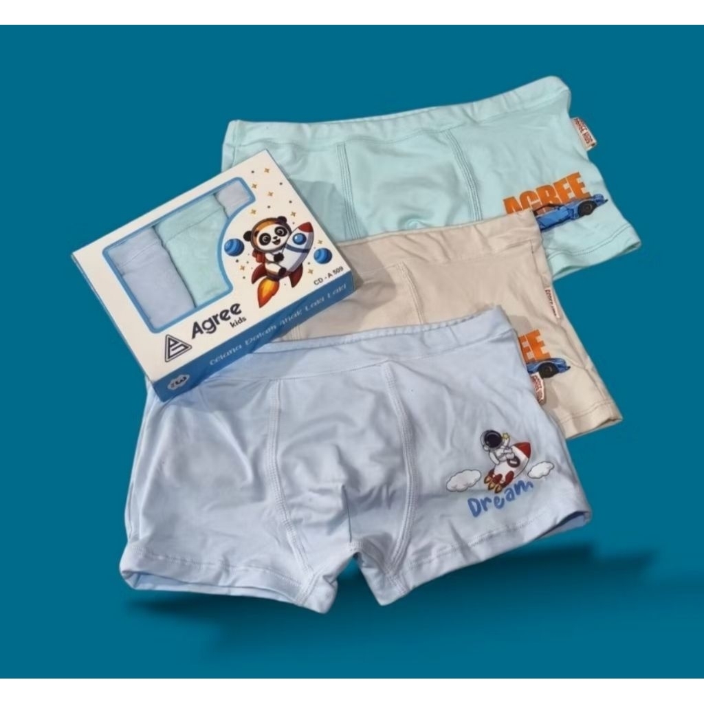 Papio - [3 PCS] Celana dalam boxer anak cowok laki-laki AGREE A509 M-XXL