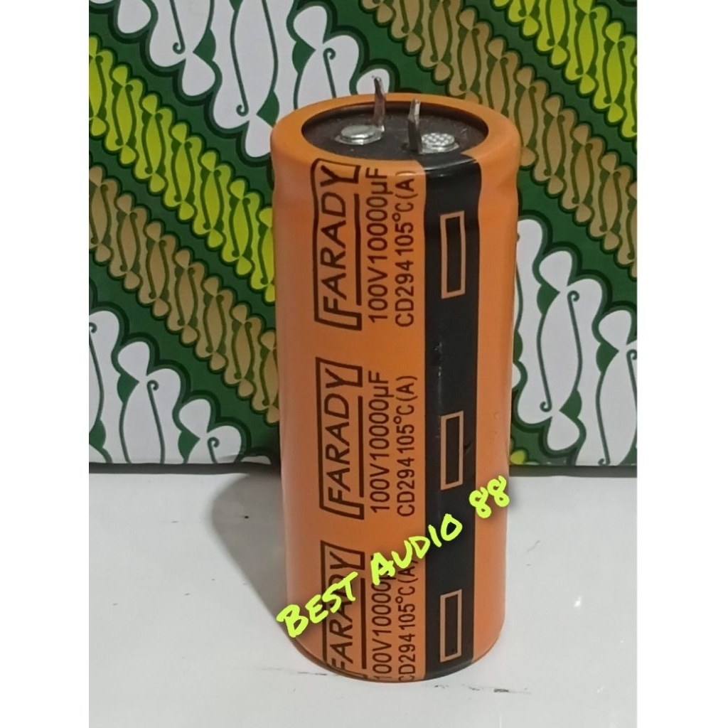 Elco capacitor power amplifier Farady 100 volt 10000uF