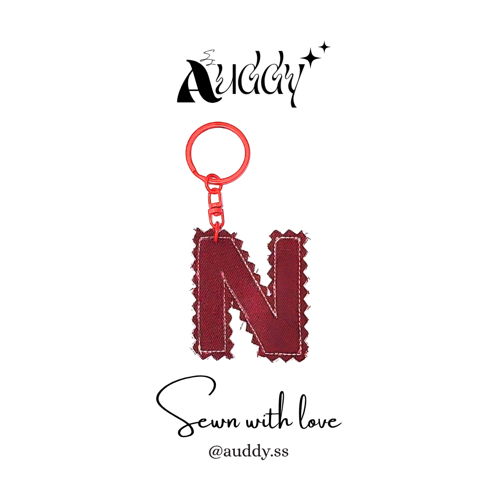 Huruf N Gantungan Kunci Huruf Handmade | Aksesoris Tas Lucu | Keychain Unik Kain Perca
