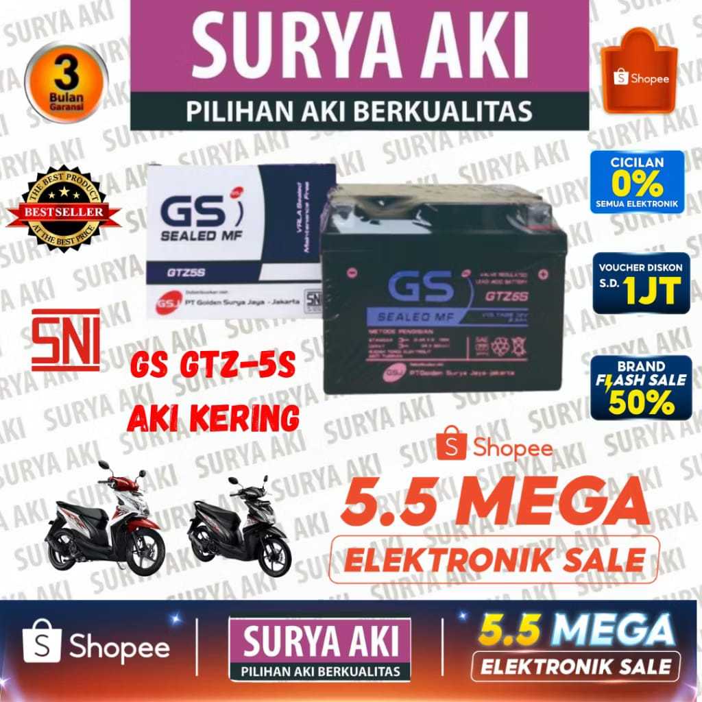 AKI MOTOR GRAND SONIC GTZ5S AKI 5A 12V AKI MOTOR VIXION VARIO 110 REVO CRF 150L BEAT POP BEAT F1