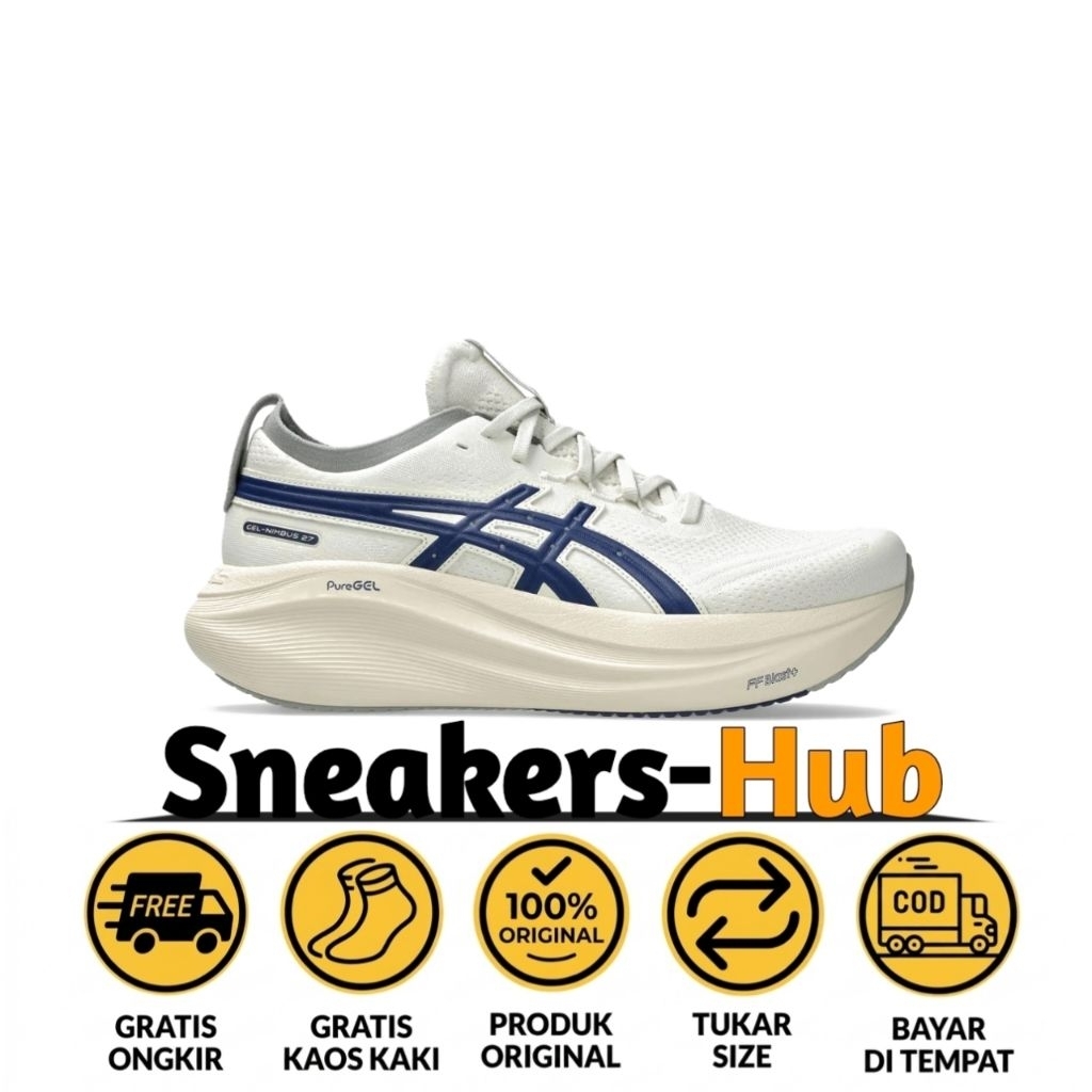 Sepatu Running Olahraga Lari Pria Asic Nimbus 27 Bricth Indigo Authentic Bnib