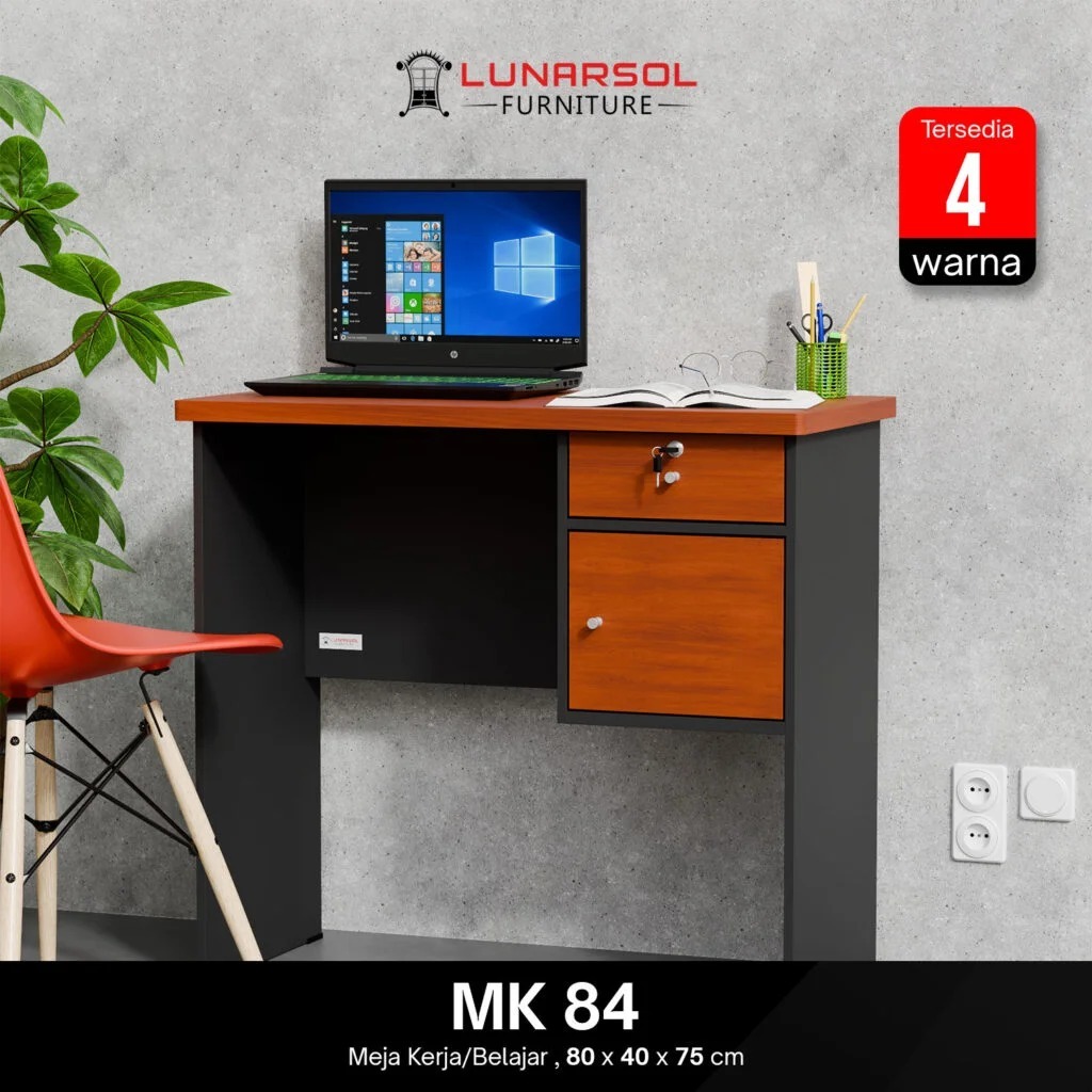Meja Kerja Minimalis MK 84 dengan Laci dan Kunci Meja Belajar Modern