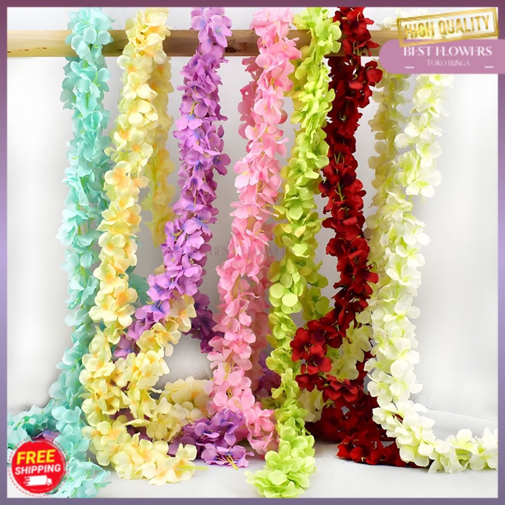 Wisteria Rambat Panjang 2m Bunga wisteria jumbo juntai murah/Bunga Artificial Plastik Hias Wisteria 