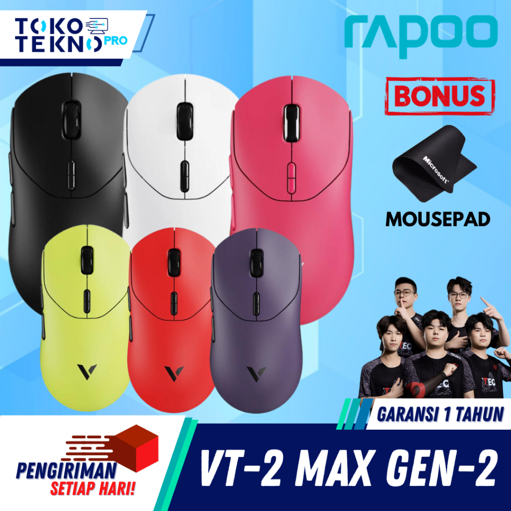 Rapoo VT2/VT-2 MAX Gen-2 Mouse Gaming Wireless Lightweight Paw3950 8000Hz Polling Rate