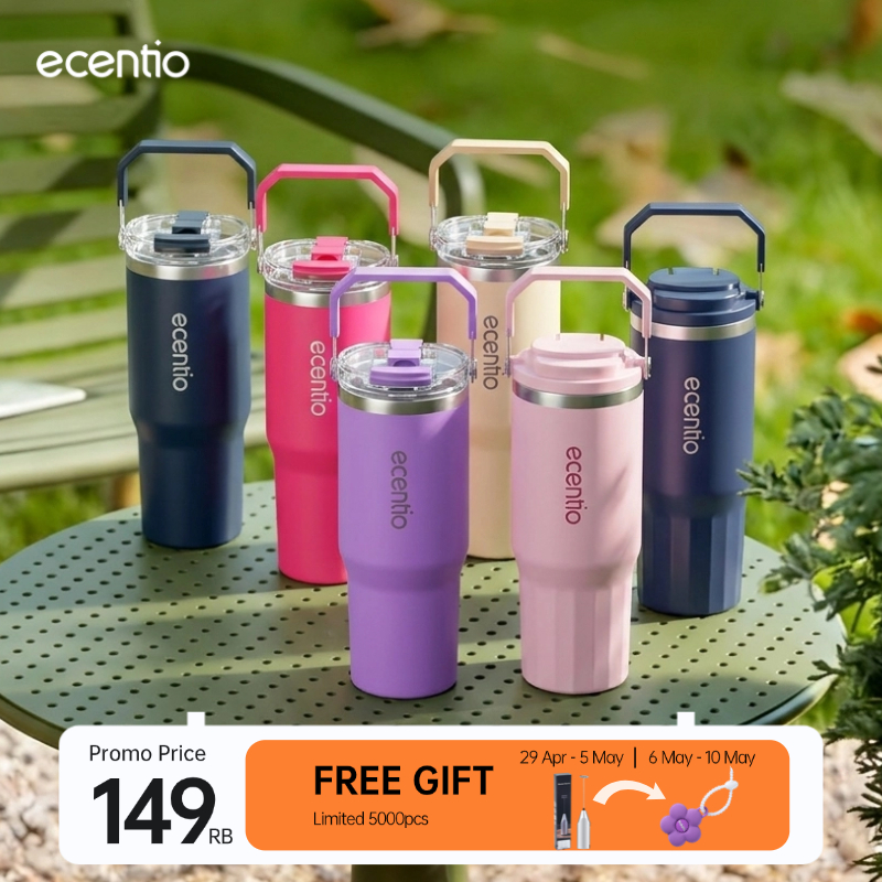 ecentio Tumbler Stainless 900ml Portable Thermos Botol Minum Besar Dengan Tas Tahan Panas Dingin 24 