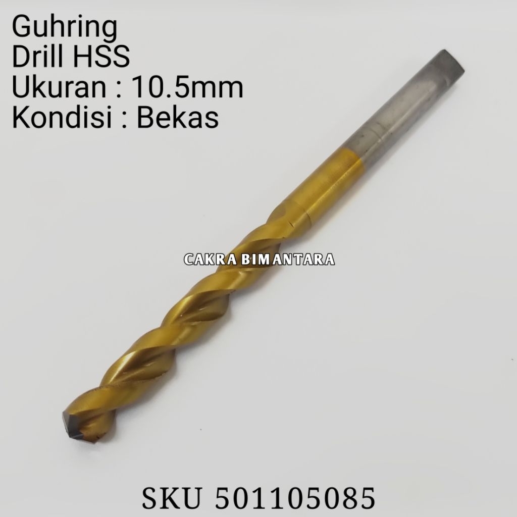 Guhring mata bor bekas 10.5mm drill HSS 10.5 mm untuk besi diameter 10 5 mm