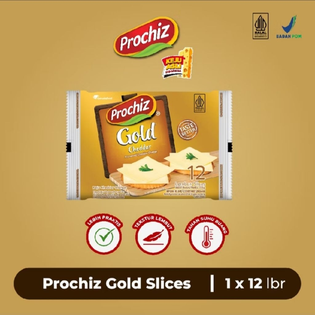 Prochiz gold keju SLICE cheddar 12 lembar | keju slice prochiz
